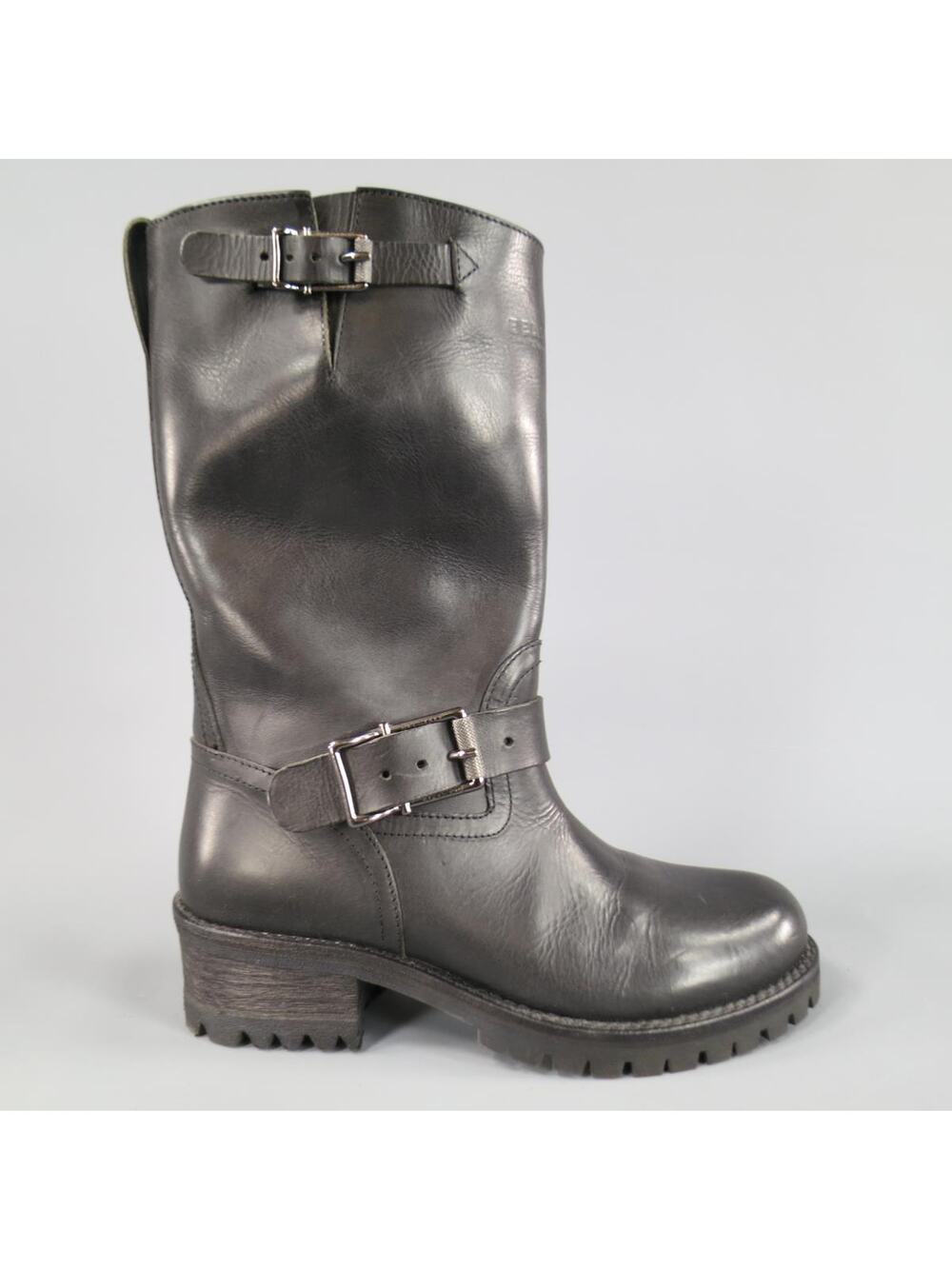 BELSTAFF Size 7 Black Leather FULHAM MOTO Biker Boots